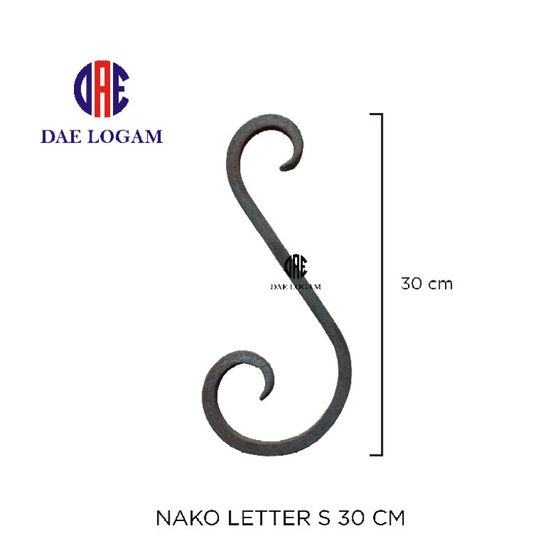 Nako Leter S Ukuran 30 Cm Ornamen Pagar Besi