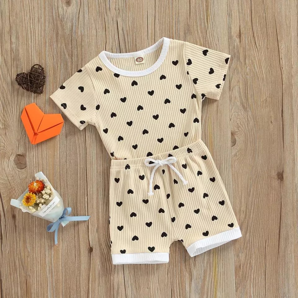 BEFAST - ZTL OOTD Setelan Anak GRACIA / SET ANAK SUZUKA LOVE / Oneset Balita Keluaran Terbaru / Set Atasan Kaos Lengan Pendek+Celana Pendek / Pakaian Anak Casual / Oneset Motif Love / Terlaris