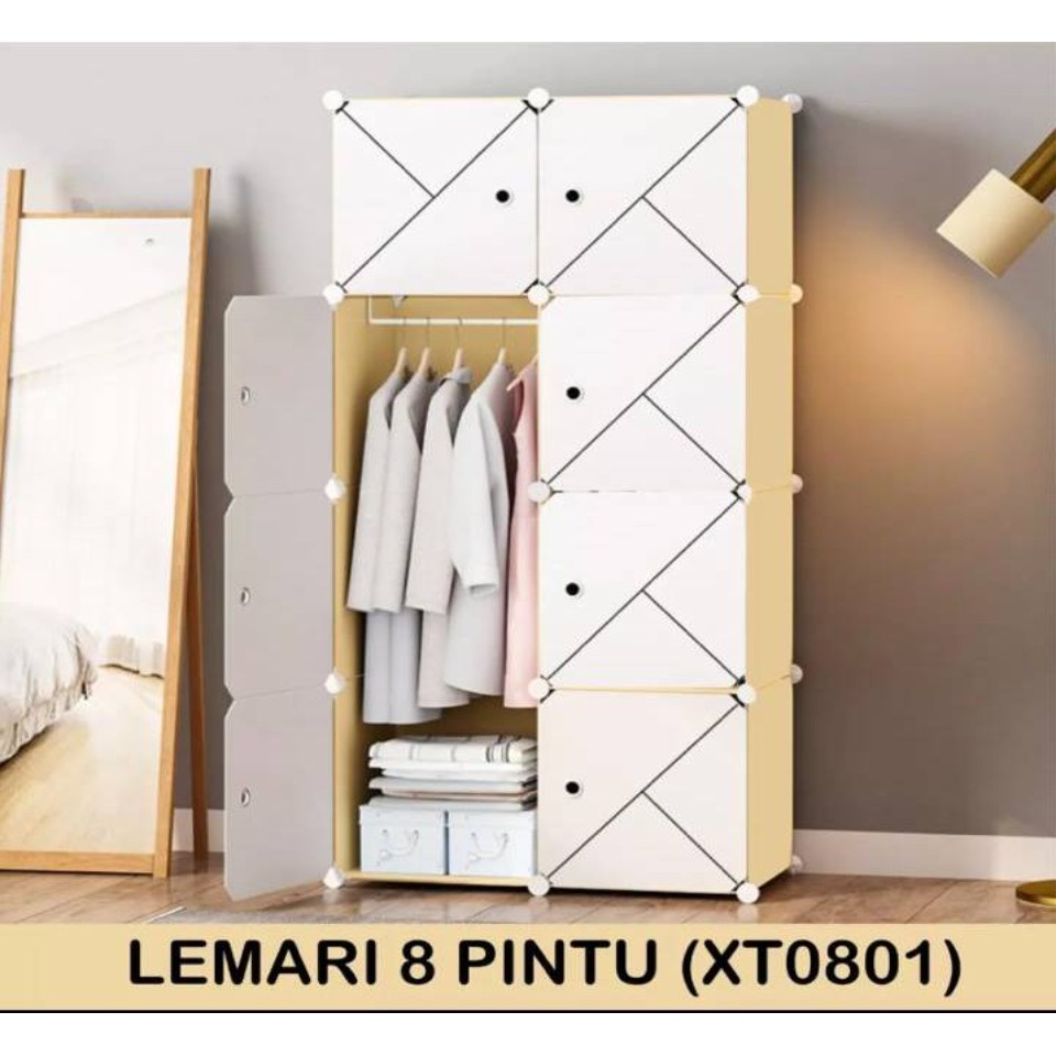 Lemari Plastik Multifungsi 8 Pintu Anti Debu HIGH QUALITY AWET TAHUNAN Lemari Baju Portable 8 Pintu GRATIS Gantungan Kabinet Rak Lemari Baju Anak Kost Mudah Di Rakit Rak Serbaguna Rak Baju Wardrobe