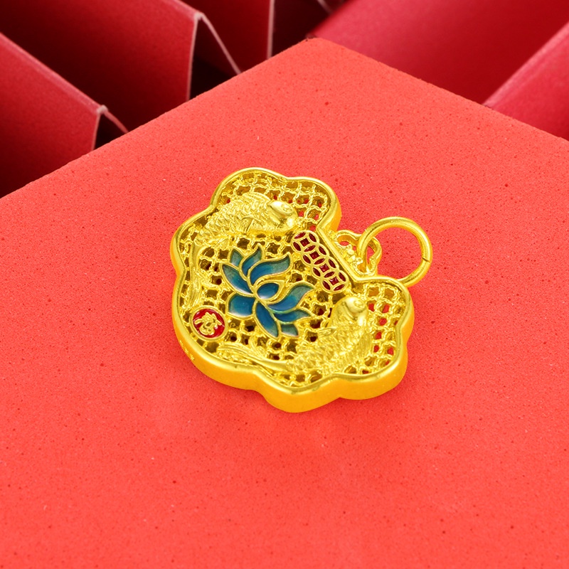 Kalung Rantai Dengan Liontin Gembok Hollow Lapis Emas Emas Asli Kadar 375Gaya Korea Untuk Wanita