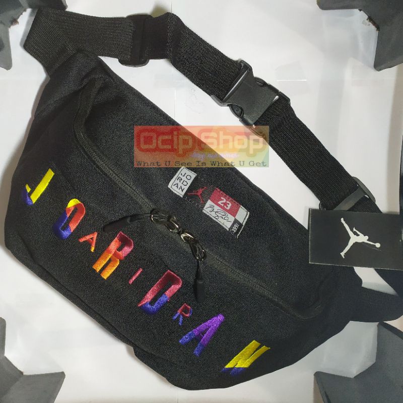tas selempang air jordan bordir font rainbow