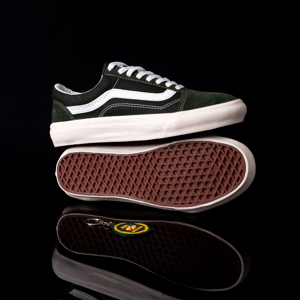 Sepatu Oldskool Dark Green Premium Sneakers Old School Pria Wanita
