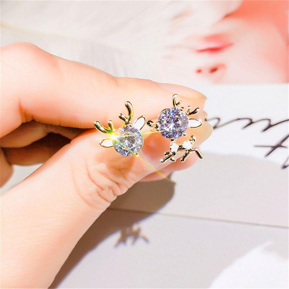 Lily Anting Natal Hadiah Berlian Xmas Perhiasan Elk Stud Earrings