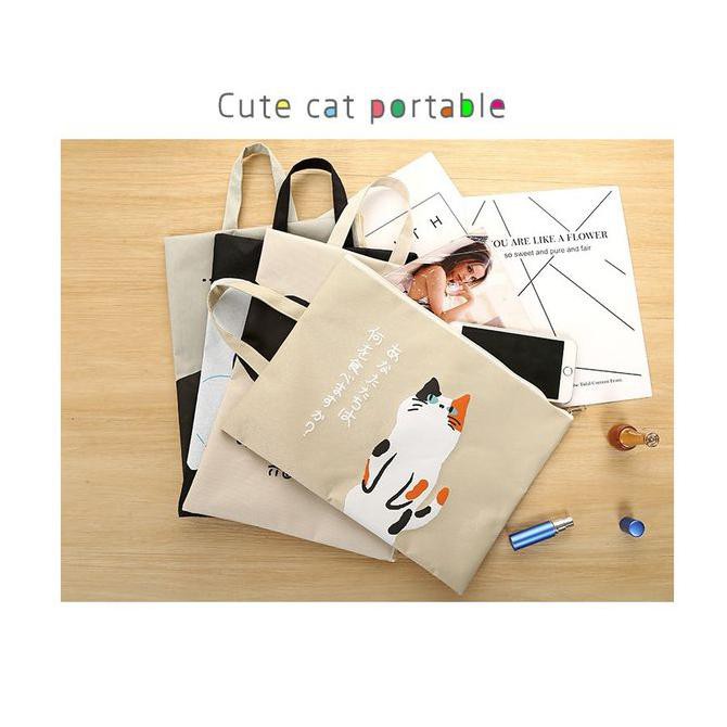 

FREEONGKIR PF05 Japanese Cute Cat Portable A4 file Storage pouch bag Tempat Buku - Cat Empat AP103