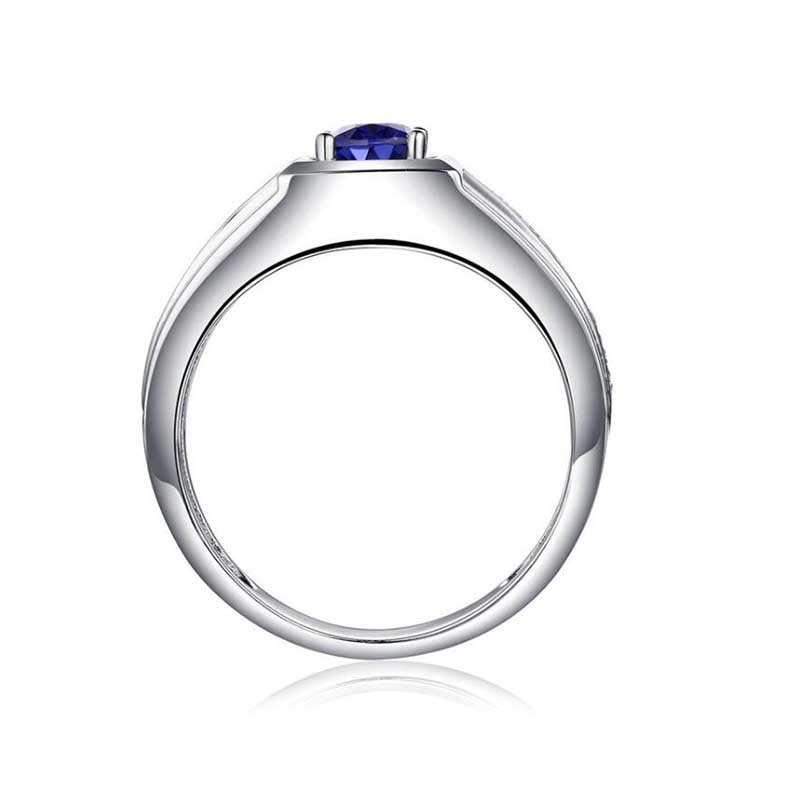 Sapphire Cincin Silver Platinum Hias Safir Berlian Untuk Pria / Wanita