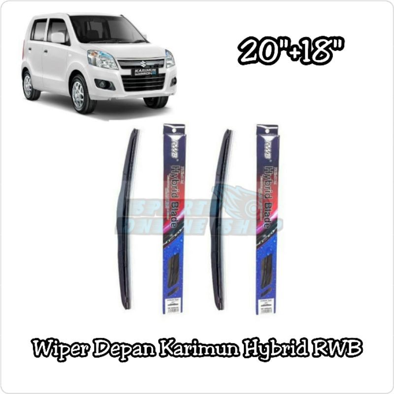 Wiper Depan Karimun 20&quot;+18&quot; Hybrid Merk Rwb