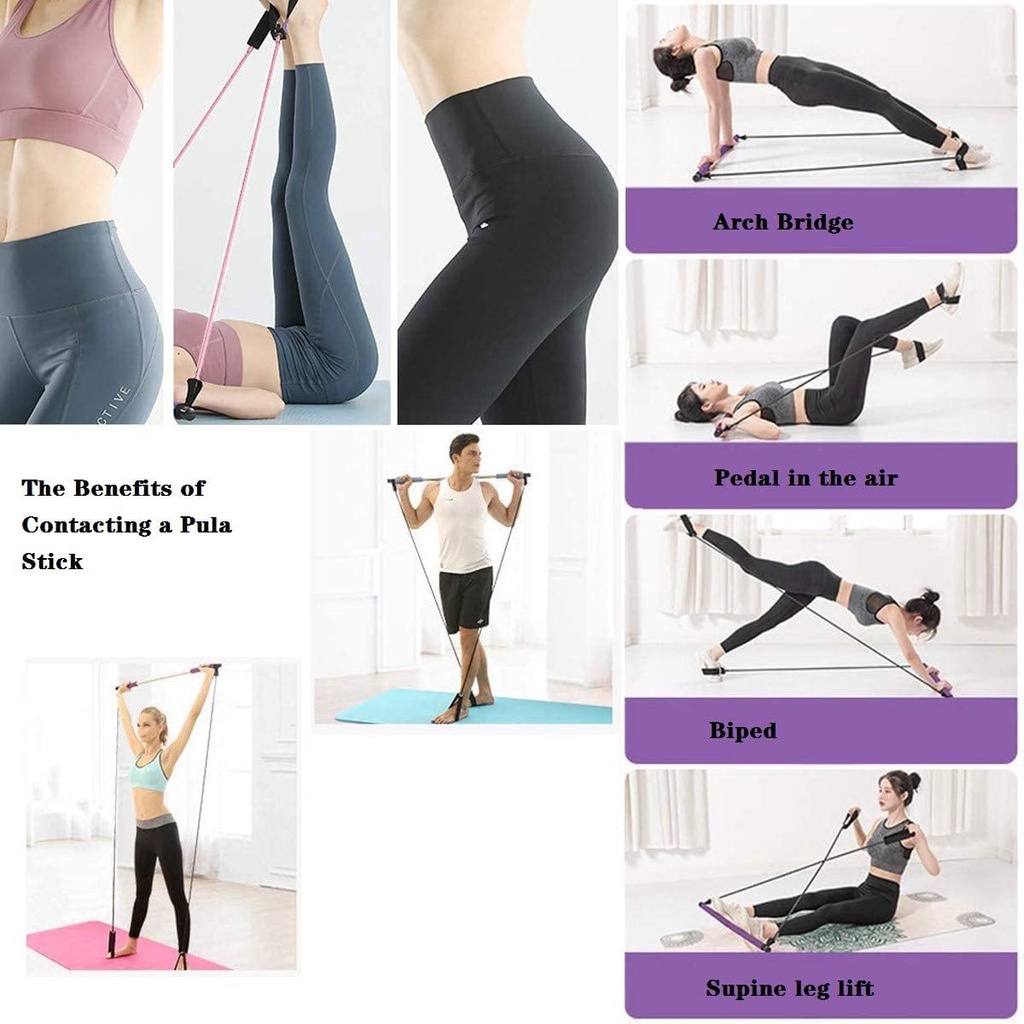 [BISA COD] Portable Pilates Studio Tali Yoga Resistance Band Untuk Olahraga Senam Elastis