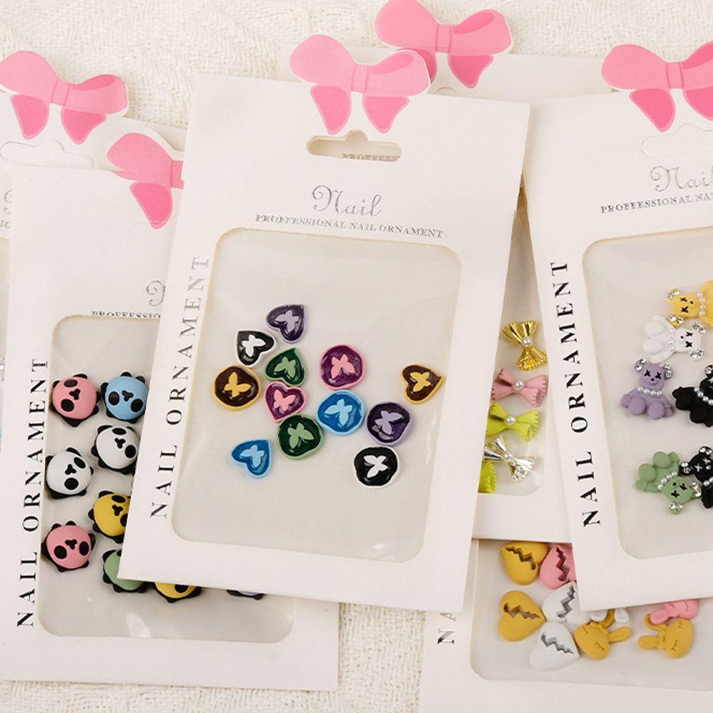 AUGUSTINA Agustina Kartun Nail Art Rhinestones Wanita Fashion Kelinci Hiasan Kuku Bunga Beruang 3D Perhiasan Kuku