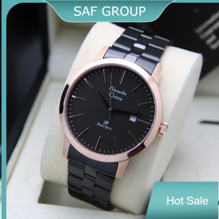 JAM TANGAN PRIA ALEXANDRE CHRISTIE AC 1007 / AC1007 ROSEGOLD BLACK ORIGINAL by plp