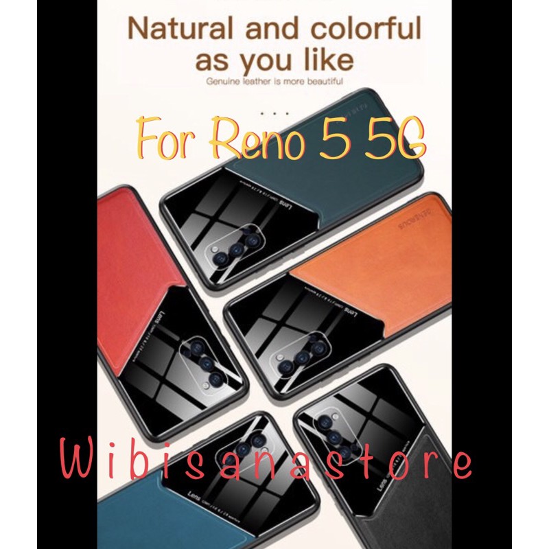 WS95 Original Case Sarung Hp Oppo Reno5 Reno 5 4G/5G Hard Plexiglass Leather Casing Cover Ori