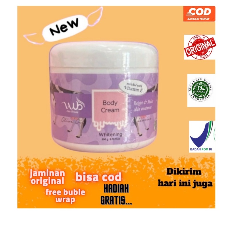 WUB body cream NEW with VIT E 200gr ORIGINAL / bleaching badan / body bleaching / body bleaching whi