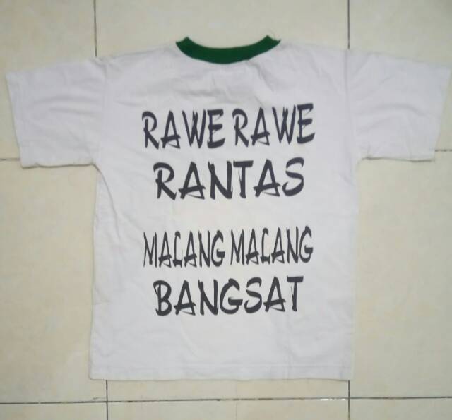 Kaos RASIS Bonek Anti Malang Bhangshat Persebaya Kids Anak Putih Retro Lawas