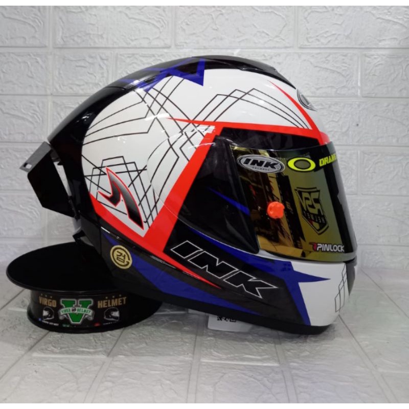 INK HELM CL MAX#3 WHITE RED BLUE PAKET GANTENG SNI DOT (Ongkir Termurah 2 kg)-4
