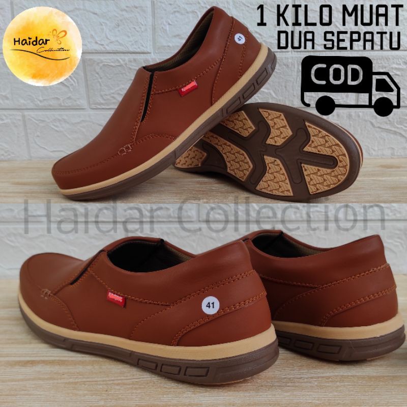 44 Sepatu Pria Kulit Slip On Kasual Cowok Suede Sintetis original Sol Karet Casual Anti Hujan premium