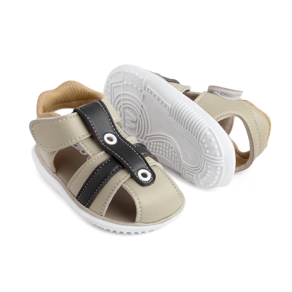 sandal anak cowok bahan sintetis bunyi cit untuk usia 1 2 tahun JB05 CREAM