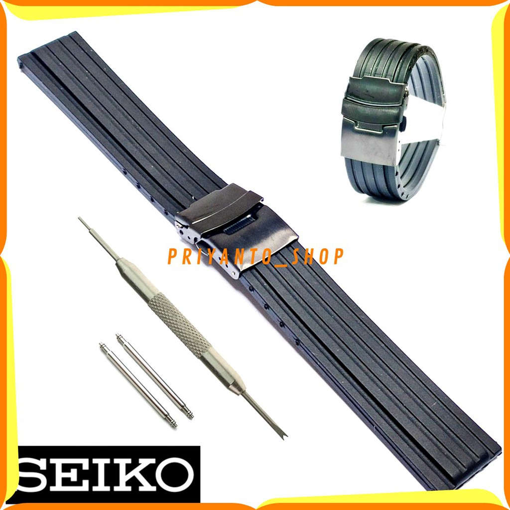 Tali Karet jam tangan 22mm Rubber Strap Watch Bend 22mm Black Bracelt bonus pen Remover