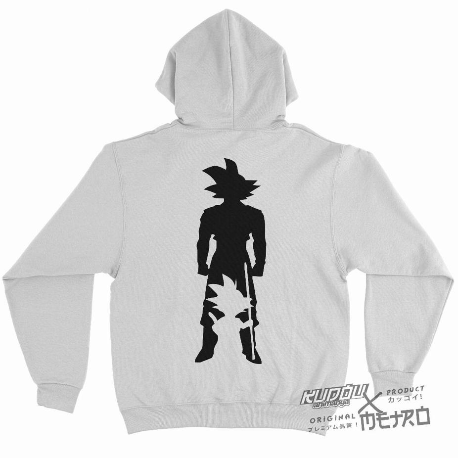 Hoodie Goku Dragonball Silluet White Anime Manga Premium Unisex