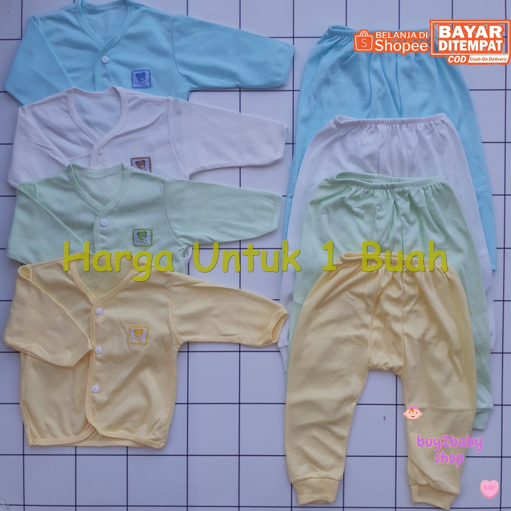 Setelan piyama celana panjang motif warna polos IOL Baby usia 6-12 Bulan 1 PCS