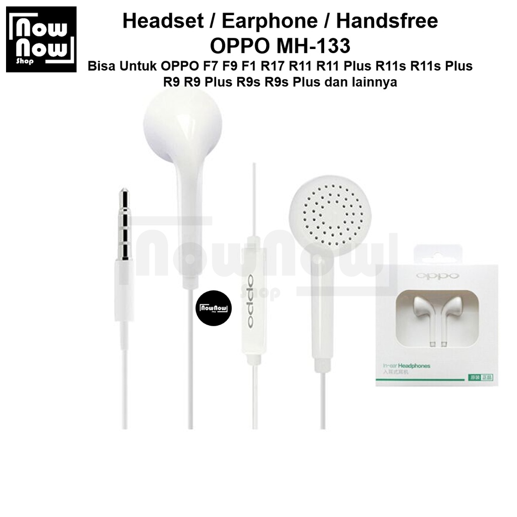 Headset Earphone Handsfree Oppo MH-133 OPPO F7 F9 F1 R17 R11 R11 Plus R11s R11s Plus R9 R9 Plus R9s R9s Plus Earbud Stereo Handset Strong Bass