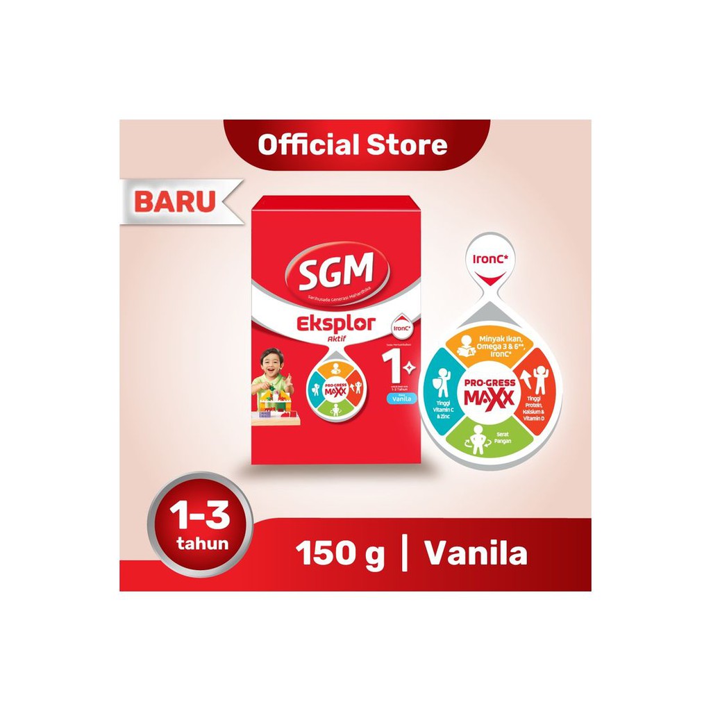 

Sgm Eksplor 1+ Pro-Gressmaxx Vanilla Susu Pertumbuhan 1-3 Tahun 150G