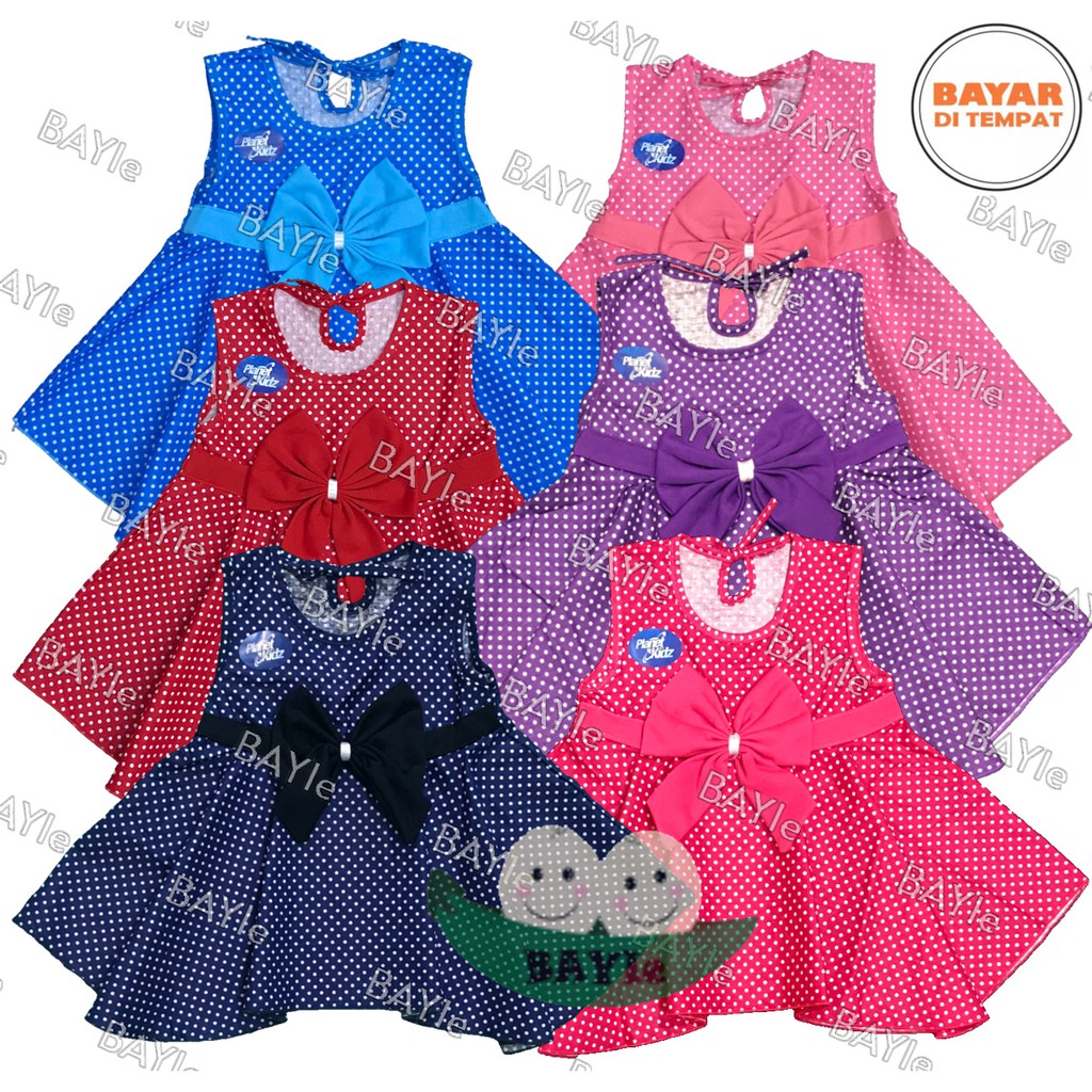 BAYIe - Baju bayi Perempuan Dress motif Polkadot Pita PLANET KIDS usia 0 -12 bulan