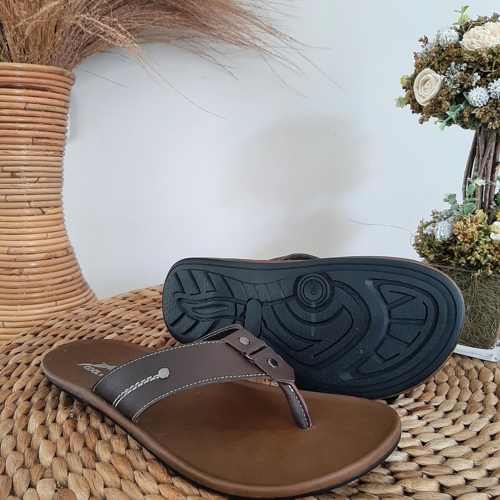 SANDAL KULIT PRIA BROWN TAN KULIT SAPI ASLI ORIGINAL HANDMADE GARUT KASUAL SANTAI