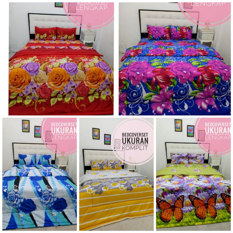 BED COVER SET MOTIF BUNGA HANDMADE