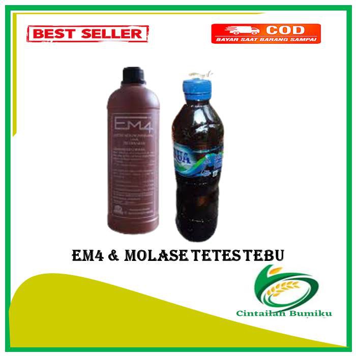 PAKET PREMIUM 1 BOTOL EM4 PETERNAKAN 1 LITER DAN 1 BOTOL MOLASE Tetes Tebu
