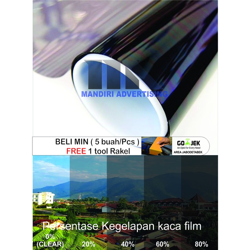 Kaca Film Riben, Lebar 150cm, Kacafilm Tolak Sinar Matahari, Peredam Panas, Anti Silau & Privasi, An