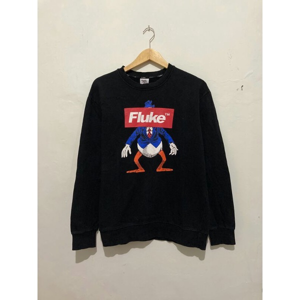 sweater crewneck FLUKE black size L original second vintage