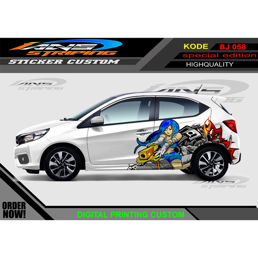 DECAL STIKER MOBIL SAMPING/ VARIASI STIKER CUSTOM MOBIL BRIO, JAZZ, AGYA, AVANZA DLL