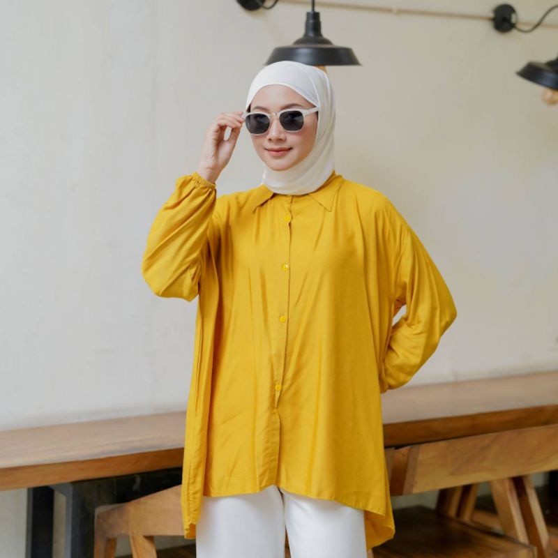 Kemeja Oversize Atasan Wanita Blouse Jumbo Rayon Viscose Fashion Solo Mura