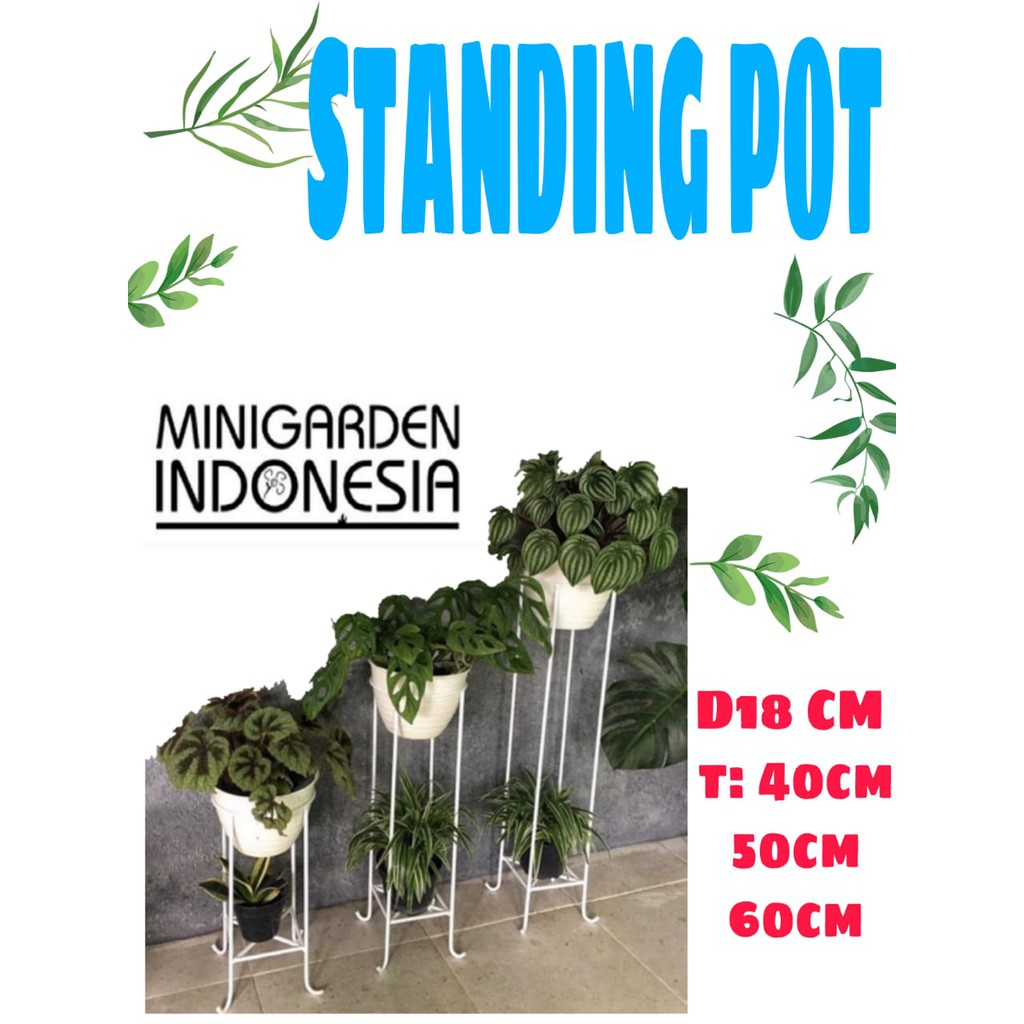 STANDING POT 2 TANAMAN TINGGI 40 CM rak besi pot bunga tatakan pot tanaman hias rak pot tingkat