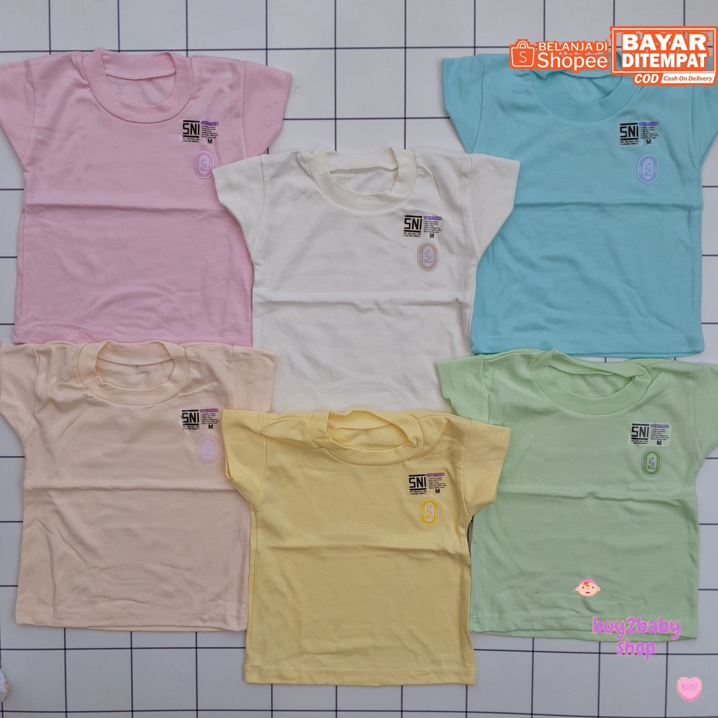 Kaos Oblong Bayi L N Mom polos usia 6-24 Bulan isi 6 PCS