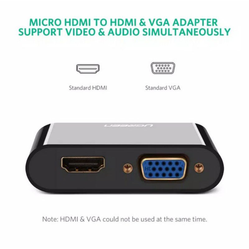 Ugreen Konverter Micro Hdmi to Vga &amp; Hdmi - Ugreen Micro HDMI to VGA Hdmi Female