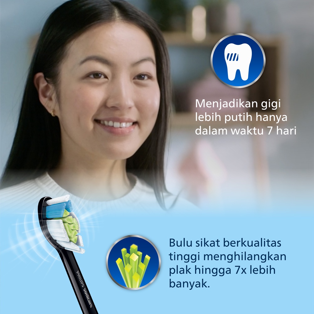 Philips Sonicare Brush Head Opt Wht 4x Blk HX6064/96 Kepala Sikat Gigi