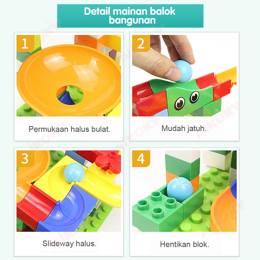 Aikoky Mainan balok susun 168 pcs mainan marble run/Block mainan anak menarik