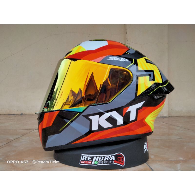 Helm KYT TT Course Motif/ Poloss. 100% ORIGINAL. ongkir termurah 2kg.-Jaume + visor red