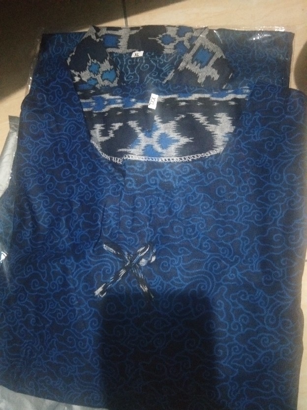 Distro Batik Hrb026 - Couple Atasan Batik Pria Dan Wanita - Batik Pendek Motif Kenongo Tosca