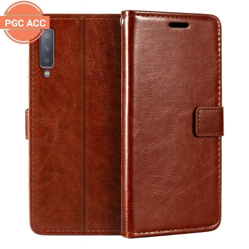 Case Samsung A7 2018 Flip Leather Sarung Dompet Kulit Casing HP Samsung