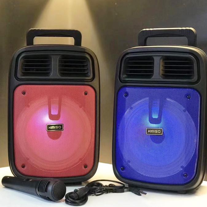 KUALITAS ORIGINAL Promo Speaker bluetooth KIMISO 3383 LED Plus Mic Wireless Speaker Blue