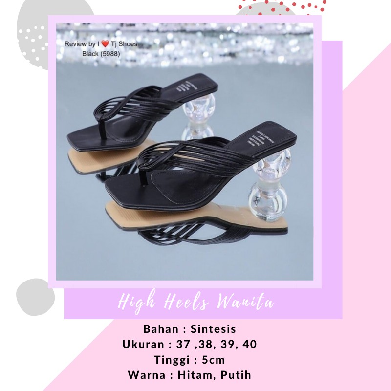 SP48 PETER JACKSON Sandal Heels Hak Kaca tinggi 5cm