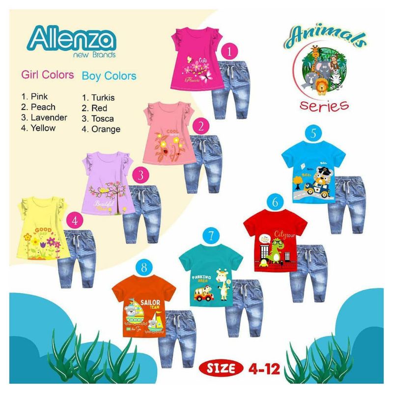 READY setelan cewek cowok by Allenza/animal series/set jeans animal by allenza.id- baju anak branded