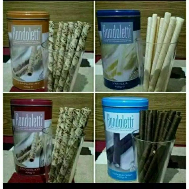 

Rondoletti Cream Wafers Roll Astor Stick 400gr Kaleng