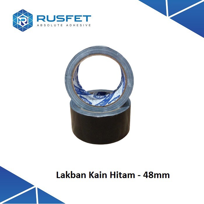 LAKBAN KAIN PREMIUM / CLOTH TAPE RUSFET WARNA HITAM / LAKBAN TEBAL TERMURAH SATUAN