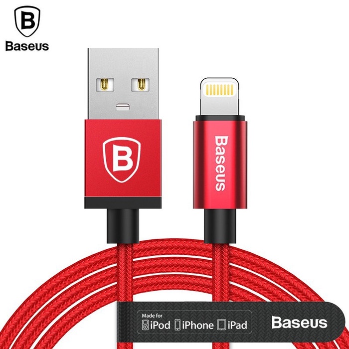 Kabel Data Baseus MFI USB Lightning iPhone Cable 2.4A 100cm 1M Charger Charging Braided