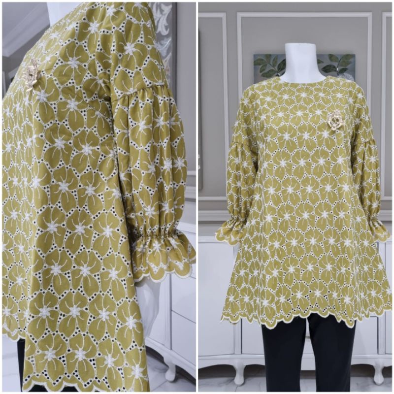 Blouse Katun Bordir Zara /brukat + full furing ori By Edness Kayla