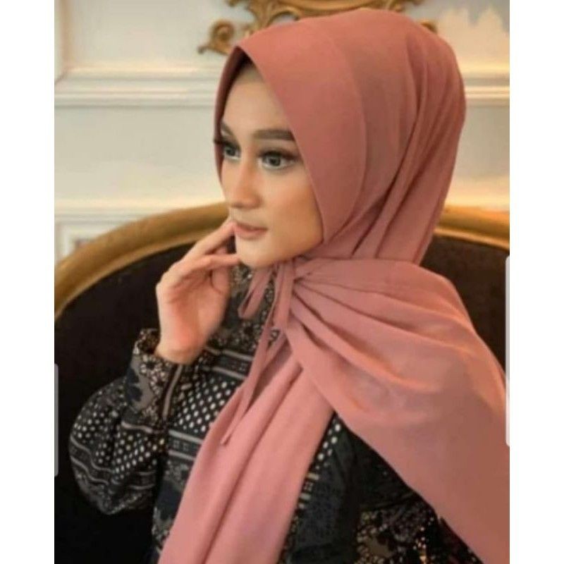 Jilbab Pashmina Soft Pad Tali Polos Ceruty Ori Imah