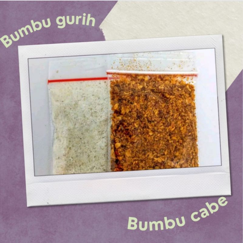 

bumbu tambahan (bumbu gurih, bumbu pedas, minyak bawang/garlic oil)