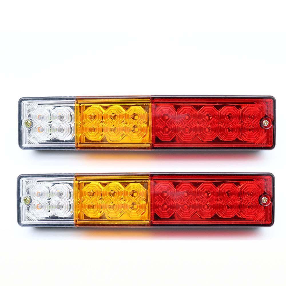 Lanfy Lampu Ekor Mobil 2Pcs Truk ATV 24V 20lampu Rem Trailer LED